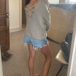 Grey Sweater with Crossed Back